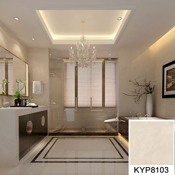 03永利中国欧瑞诺系列新世纪米黄KYP8103瓷砖地面铺贴效果图