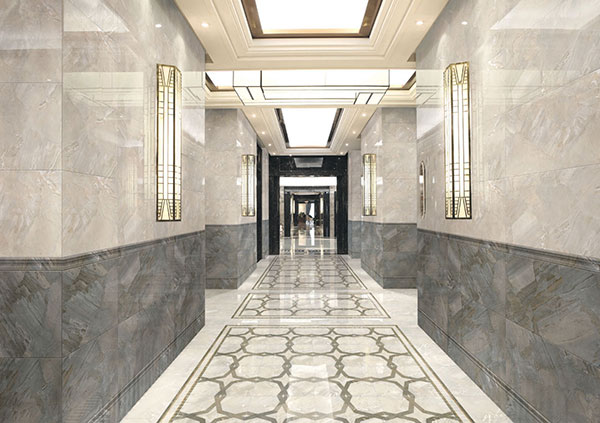 永利中国全抛釉瓷砖：格兰石KYP8067过道效果图